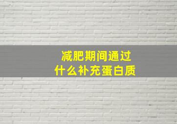 减肥期间通过什么补充蛋白质