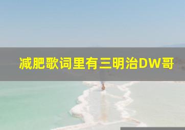 减肥歌词里有三明治DW哥