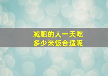 减肥的人一天吃多少米饭合适呢