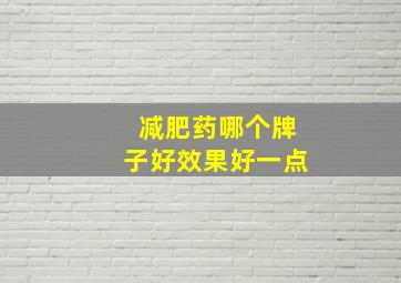 减肥药哪个牌子好效果好一点