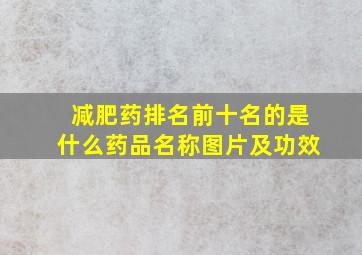 减肥药排名前十名的是什么药品名称图片及功效