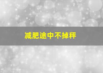 减肥途中不掉秤