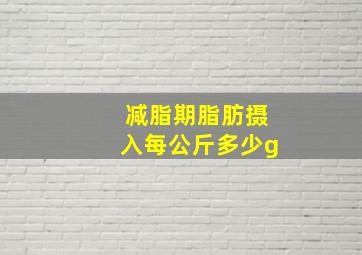 减脂期脂肪摄入每公斤多少g