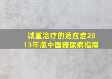 减重治疗的适应症2013年版中国糖尿病指南