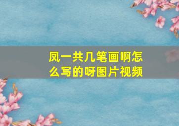 凤一共几笔画啊怎么写的呀图片视频