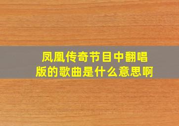 凤凰传奇节目中翻唱版的歌曲是什么意思啊