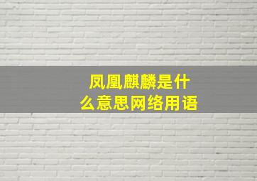 凤凰麒麟是什么意思网络用语