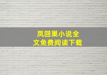 凤回巢小说全文免费阅读下载