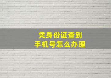 凭身份证查到手机号怎么办理