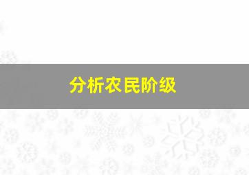 分析农民阶级