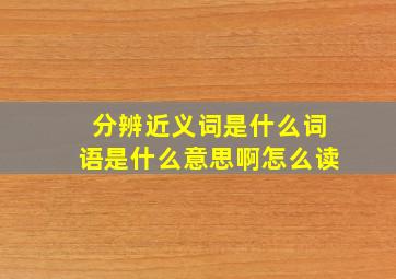 分辨近义词是什么词语是什么意思啊怎么读