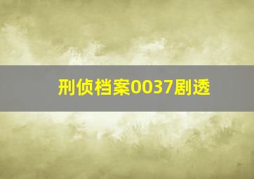 刑侦档案0037剧透