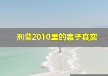 刑警2010里的案子真实