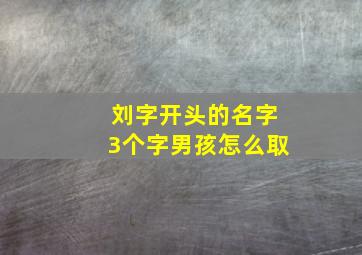 刘字开头的名字3个字男孩怎么取