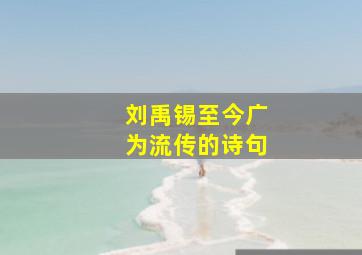 刘禹锡至今广为流传的诗句