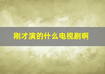 刚才演的什么电视剧啊