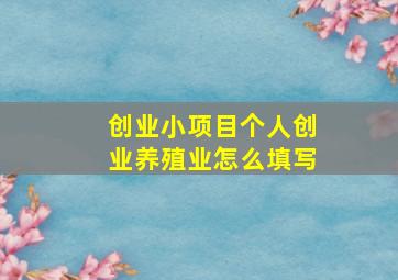 创业小项目个人创业养殖业怎么填写