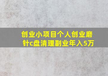 创业小项目个人创业磨针c盘清理副业年入5万