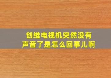 创维电视机突然没有声音了是怎么回事儿啊