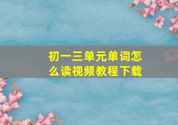 初一三单元单词怎么读视频教程下载