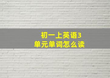 初一上英语3单元单词怎么读