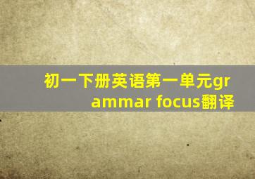 初一下册英语第一单元grammar focus翻译