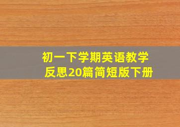 初一下学期英语教学反思20篇简短版下册