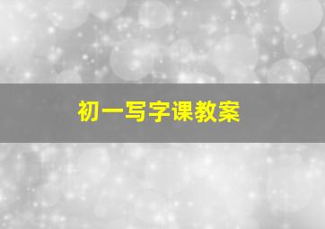 初一写字课教案