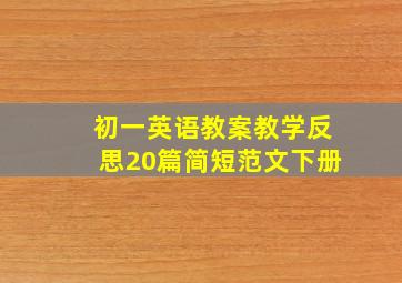 初一英语教案教学反思20篇简短范文下册