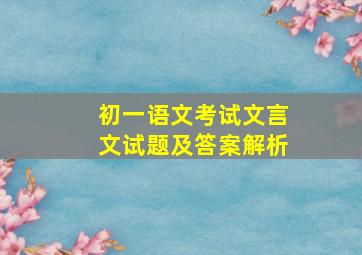 初一语文考试文言文试题及答案解析