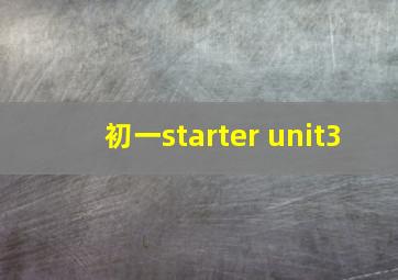 初一starter unit3