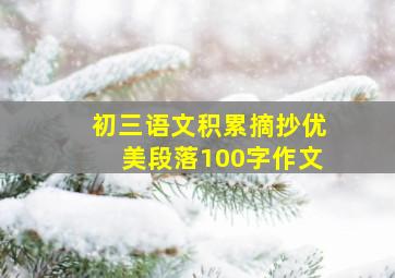 初三语文积累摘抄优美段落100字作文