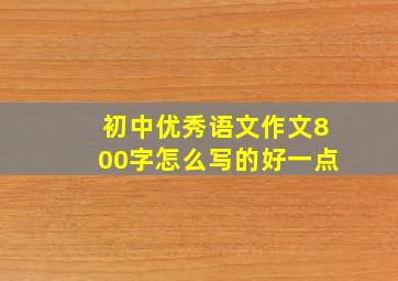 初中优秀语文作文800字怎么写的好一点