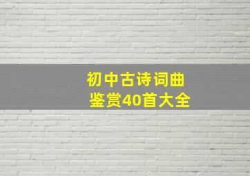 初中古诗词曲鉴赏40首大全