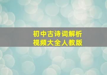 初中古诗词解析视频大全人教版