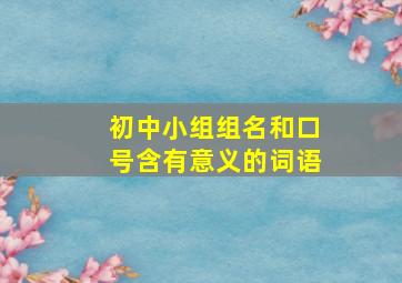 初中小组组名和口号含有意义的词语