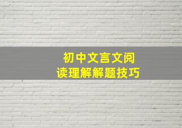 初中文言文阅读理解解题技巧