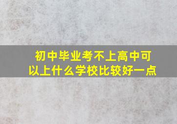 初中毕业考不上高中可以上什么学校比较好一点