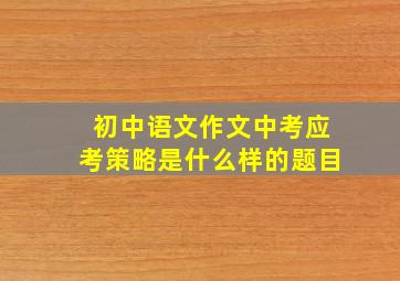 初中语文作文中考应考策略是什么样的题目