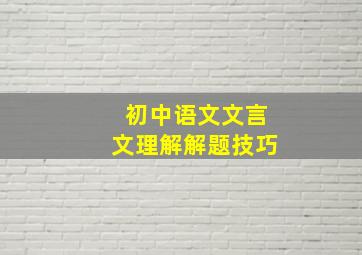 初中语文文言文理解解题技巧