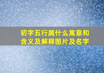 初字五行属什么寓意和含义及解释图片及名字