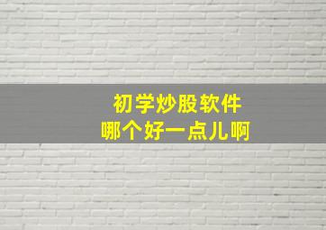 初学炒股软件哪个好一点儿啊