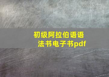 初级阿拉伯语语法书电子书pdf