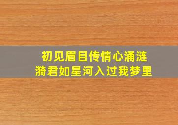 初见眉目传情心涌涟漪君如星河入过我梦里