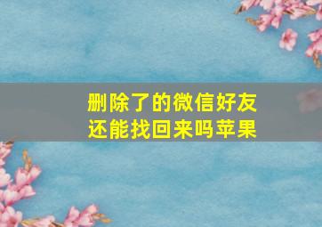 删除了的微信好友还能找回来吗苹果