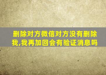 删除对方微信对方没有删除我,我再加回会有验证消息吗