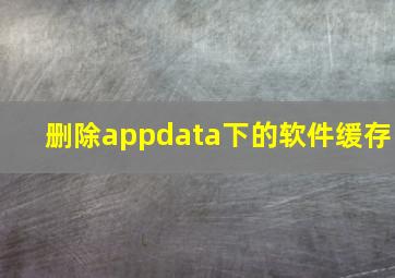 删除appdata下的软件缓存