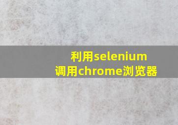 利用selenium调用chrome浏览器