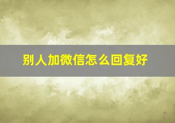 别人加微信怎么回复好