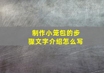 制作小笼包的步骤文字介绍怎么写